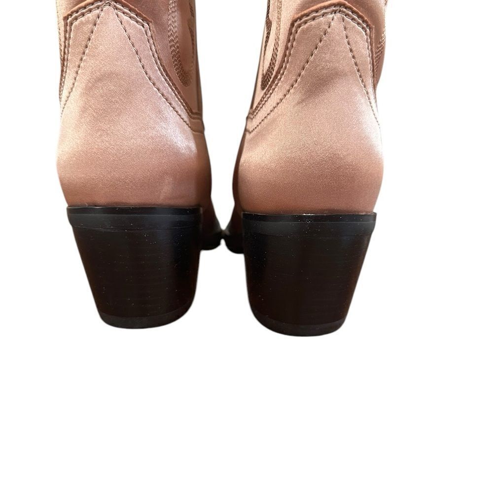 Free People Jeffrey Campbell Dagget Rose Gold Satin Cowboy Boots | Size 6.5 - Picture 3 of 11